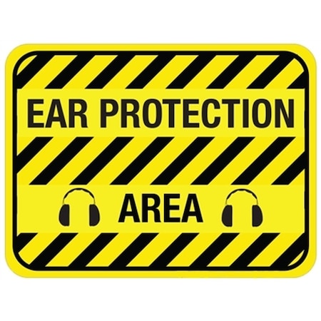 5S Supplies Ear Protection Area - Floor Sign 16in Diameter Non Slip Floor Sign FS-EAPRAR-16